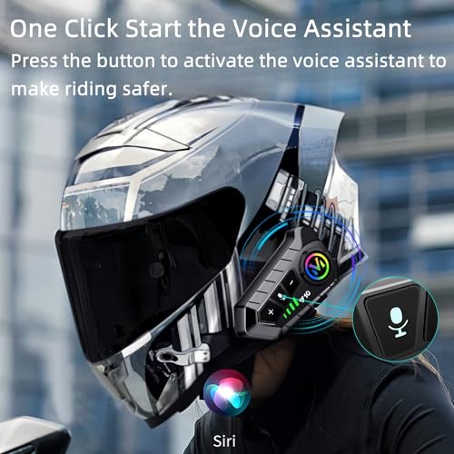 Image of Motorcycle Helmet Headset with HiFi Sound,Noise Cancellation,Helmet Speakers Helmet Headphones with Mircrophone,1000mAh Battery,Easy to Work with Golves,IPX6 Waterproof,Voice Assistant