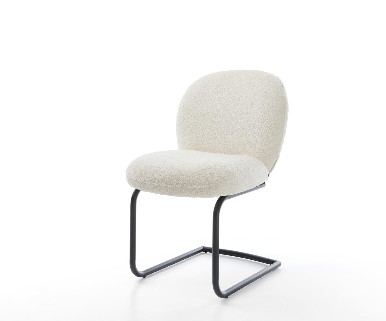 DeLife Chaise-à-Bascule Nube-Flex Pied Cantilever Rond Noir bouclé Blanc Ressorts ensachés