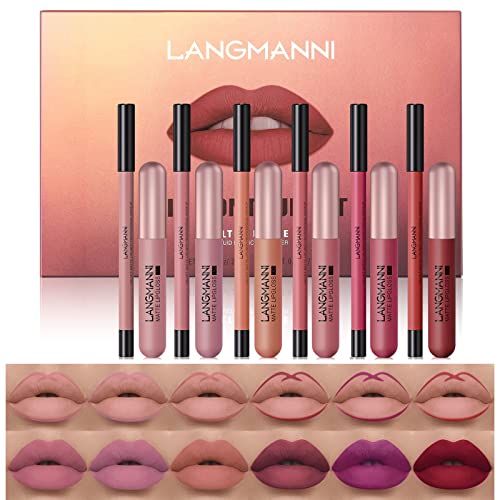 Sumeitang 12Pcs Matte Lip Liner And Liquid Lipstick Set, Non-Stick Cup 6+6 Lipgloss Makeup Sets, Waterproof -Smudge Proof, 24 Hour Long Lasting Women And Girls Lips Make Up Gift Set #TOP5