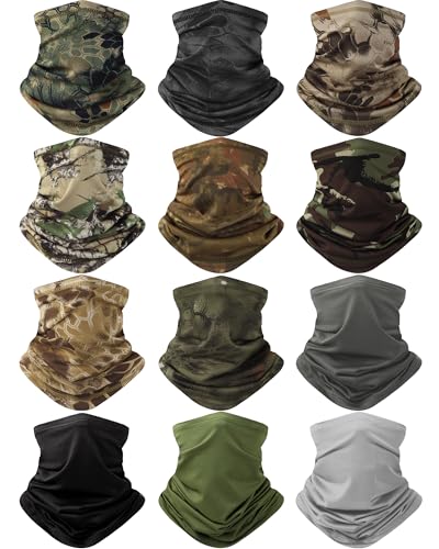 Image of Cuffbow 12 Pack Men Balaclava Neck Gaiter Cooling Breathable Face Mask UV Protection Scarf Hiking Bandana for Men /Women