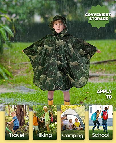 Image of WAWSAM Lightweight Rain Poncho Kids, Ponchos for Kids Waterproof Reusable Hooded, Kids Poncho Rain Jacket