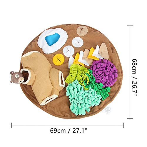 All for Paws Dog Snuffle Feeding Mat Slow Eating Food Mat Nosework Training Toys with Squeaky Squirrel Toy - Image 2