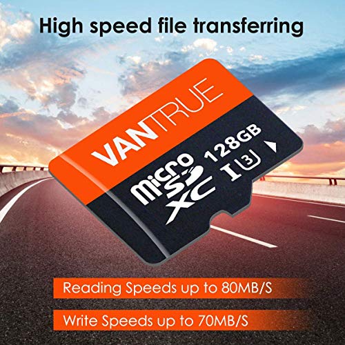 VANTRUE 128GB microSD Speicherkarte, UHS-I U3 A2 4K, inkl. Adapter, Kompatibel mit Dashcam, Smartphone, Tablet, Action Camera und Überwachung Kamera (128G) – Bild 4