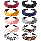 Ondder Headbands for Women 10 Pack Fashion Knotted Headband Top Knot Headbands for Women's Hair Turb