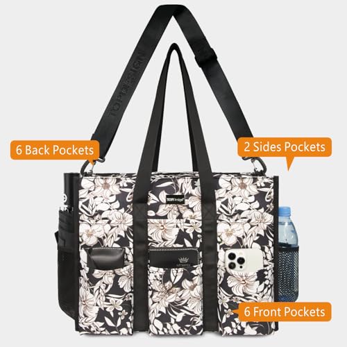 Image of TOPDesign Utility Water Resistant Tote Bag with 22 Pockets, Zipper Closure