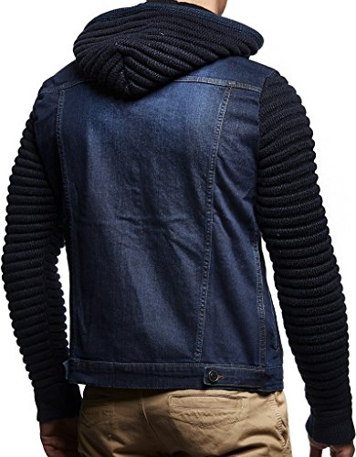 Image of Leif Nelson LN5240 Men's Denim Jacket with Knitted Sleeves