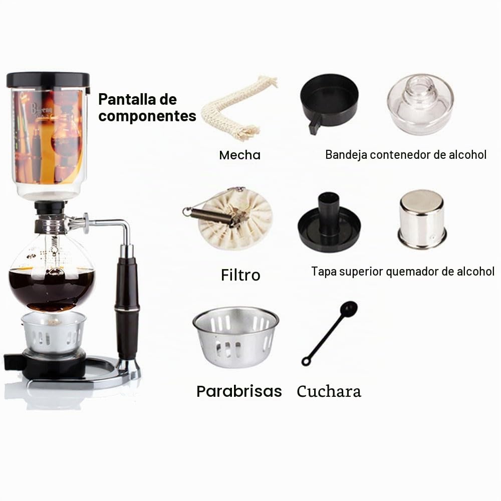 Cafetera sifón de vidrio al vacío estilo japonés para 1-3 tazas