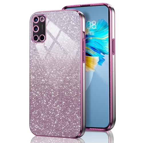 GOGME Glitter Cover per Oppo A52 / A72 / A92, Tlaio Elettrolitico Silicone TPU Antiurto Trasparente/Brillare Protective Custodia. Rosa