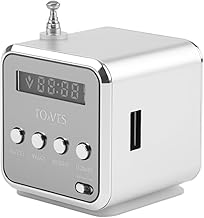 Mini Portable Radio Small Digital Radio TD V26 Mini Speaker Music Player Support TF Card and Portable USB FM Radio with Antenna/Headphone Jack Plug & Play MP3 Player