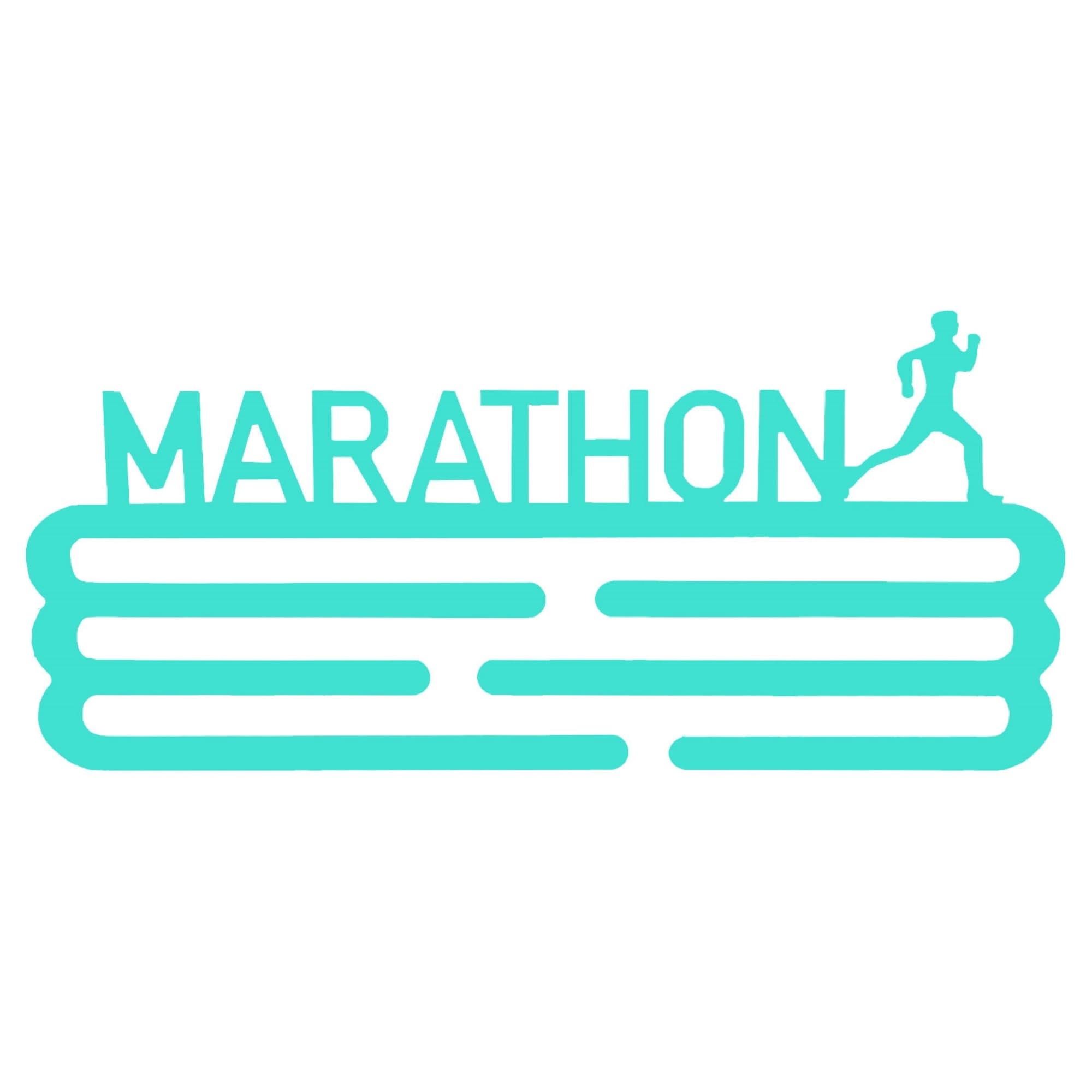 WELL HOME MOBILIARIO & DECORACIÓN Medallero Maratón Turquesa con Capacidad para 15 medallas, 5cm-​Regalo para Runners, Adultos Unisex, 30x13,​5 cm