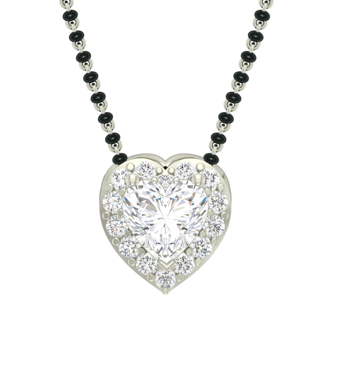 clara 925 Sterling Silver Valentine Mangalsutra Earring Chain Jewellery Set | Platinum Plated, Swiss Zirconia | Gift for Wife-picture-38