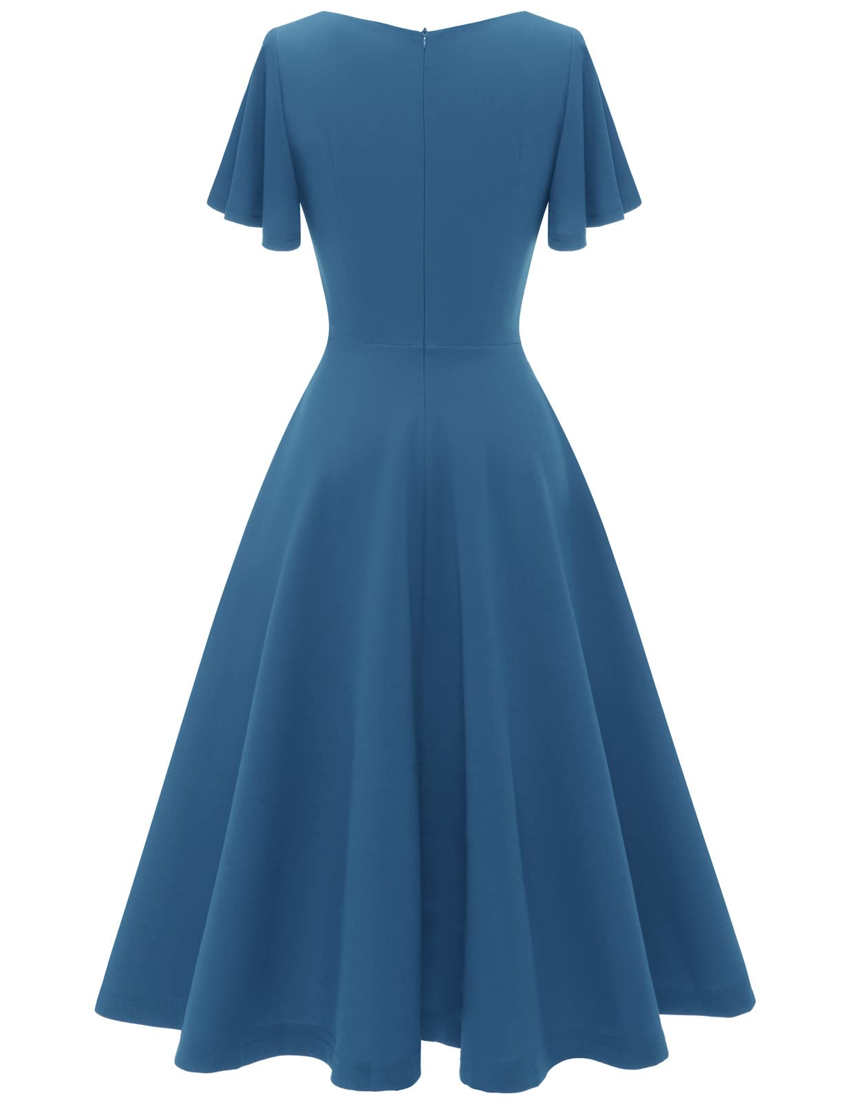 HomRain Vestidos de cóctel de manga con volantes para invitados de boda, vestido de fiesta largo hasta el té
