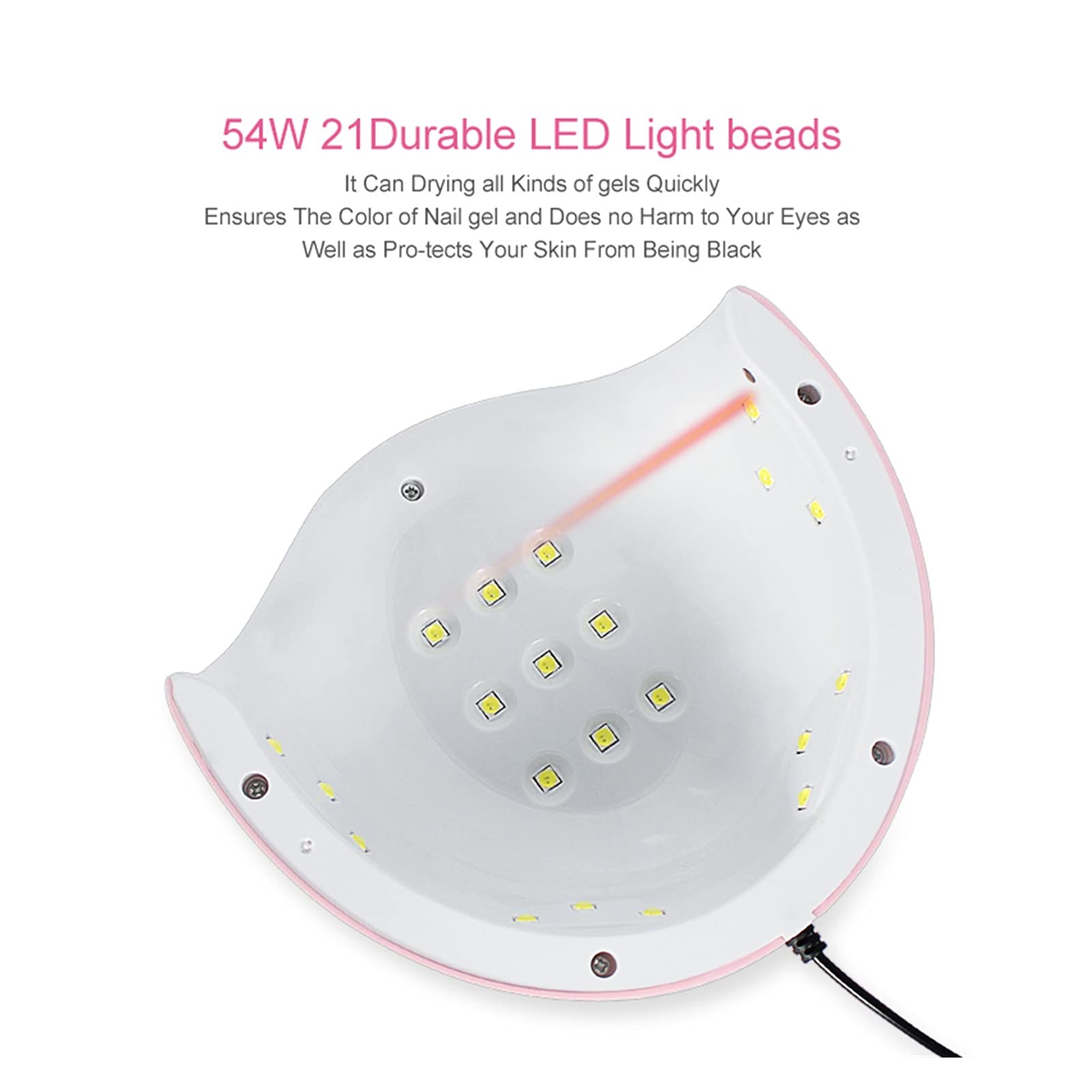 Lámpara de uñas Secador de uñas Lámpara de uñas LED de 54 W Lámpara UV para Curar Todo el Esmalte de uñas en Gel con detección de Movimiento Salón de manicura y pedicura también para Esmalte de uñas
