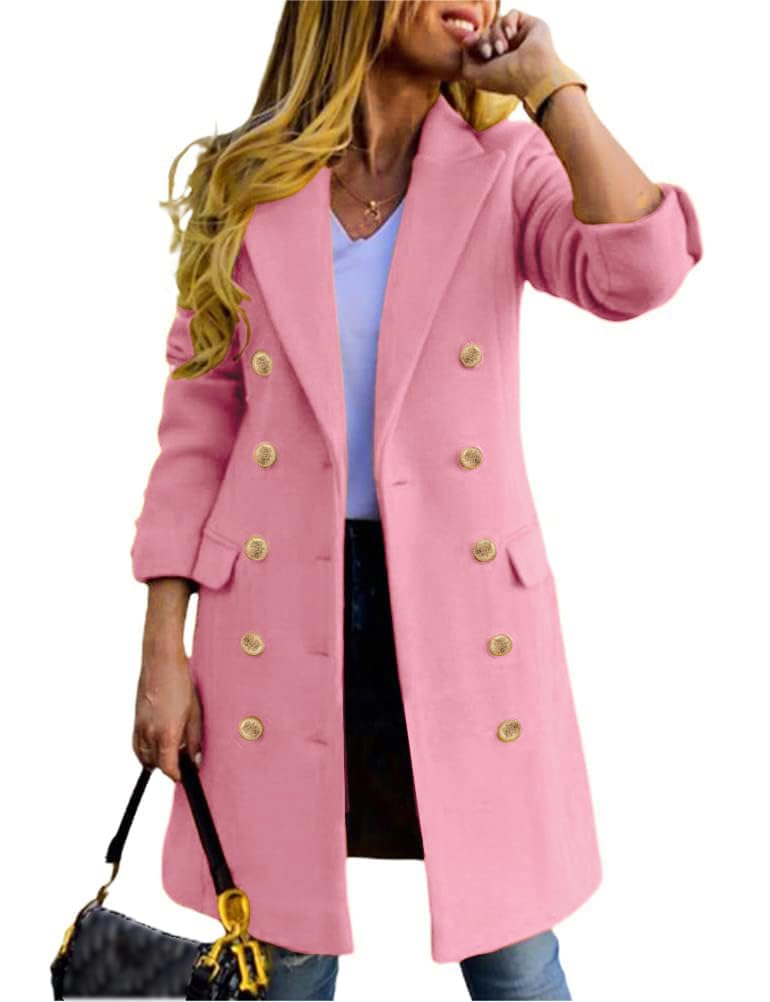 idealsanxun Womens Fall Winter Wool Coats Double Breasted Midi Peacoat Trench Coats-picture-54