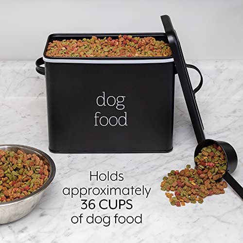 Auldhome Retro Dog Food Canister (Black); Modern Farmhouse Style Storage Bin For Pet Food #TOP5