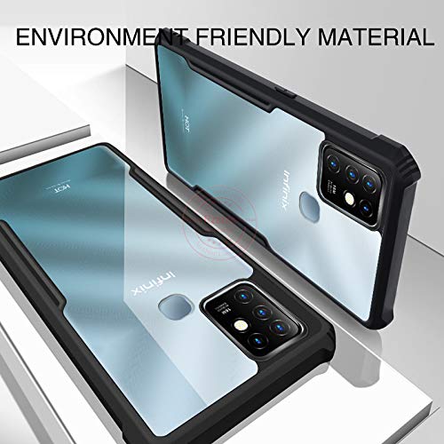 Image of REALCASE Hot 10 Back Cover, Silicone & Acrylic Hard Transparent Bumper Back Case Cover for Infinix Hot 10 (X-Black)