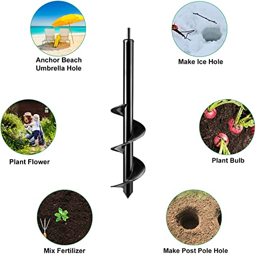 Holahome Garden Auger Spiral Drill Bit 1.6"X1.65",Rapid Planter For Planting Flower Bulbs & Bedding - Post Hole Digger For 3/8” Hex Drive Drill #TOP3
