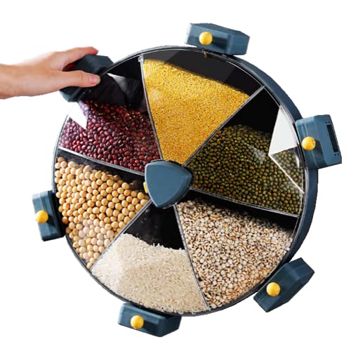 N.F. Distributore di Cibo Rotante a Parete, distributore di Riso, Contenitore per l'erogazione di Semi di soia in Chicchi di caffè in grani, Forniture per contenitori per Alimenti da Cucina (Blu)
