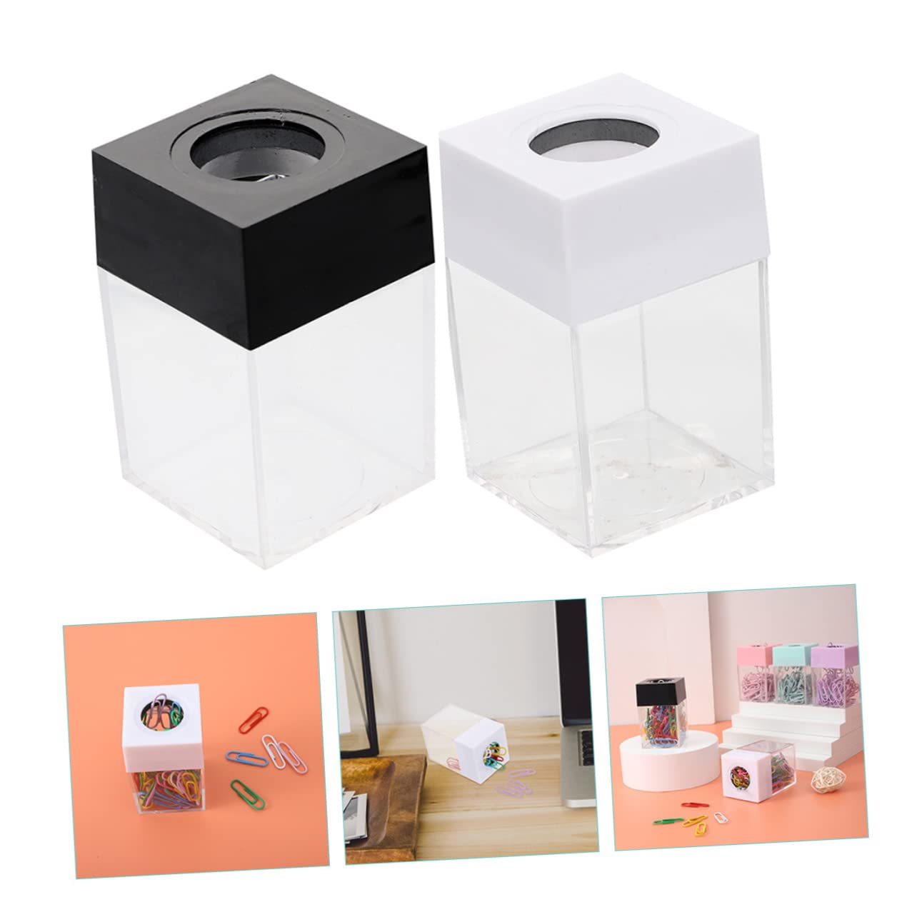 Tofficu 10piezas Organizador De Clips Magnético Transparente Forma De Cuadro De Recipientes Para y Aula