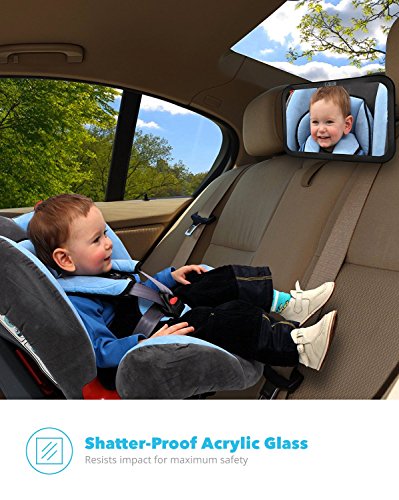 image for Baby & Mom Back Seat Baby Mirror - Rear View Baby Car Seat Mirror Wide