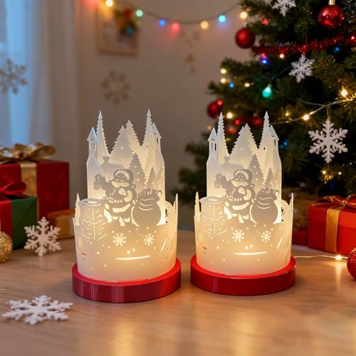 SPERMUOY Weihnachtsdeko LED Kerzen,2 Stück Weihnachts Kerzen...
