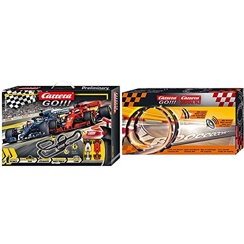 Carrera GO!!! No Limits Rennstrecken-Set | 8,9m elektrische Rennbahn mit Ferrari SF71H & Mercedes-AMG F1 W09 EQ Power…