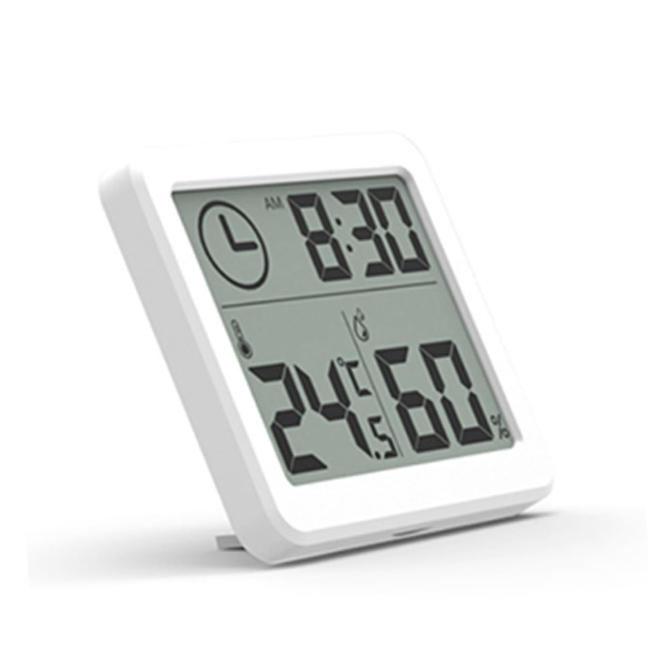 Termometro Ambiente Digitale Ultra-sottile Bianco in Abs con Orologio | Misuratore Umidita Casa, Lettura Temperatura per Home e Room, Design Semplice