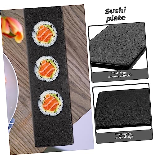 Plato rectangular de cerámica para sushi PRETYZOOM miniatura 3