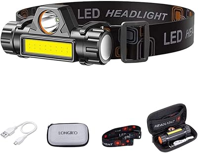 Rechargeable Led Headlamp - Powerful Head Flashlight Led Headlamp Band USB Rechargeable Headlight Long Lasting Battery Life for Running, Camping, Hiking ,Cycling, Fishing, Headlamp Flashlight