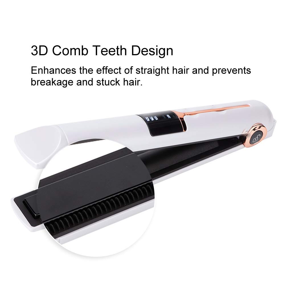 Lisseur USB 3-en-1, mini fer à friser sans fil portable avec écran LED pour les voyages en famille et le salon de beauté