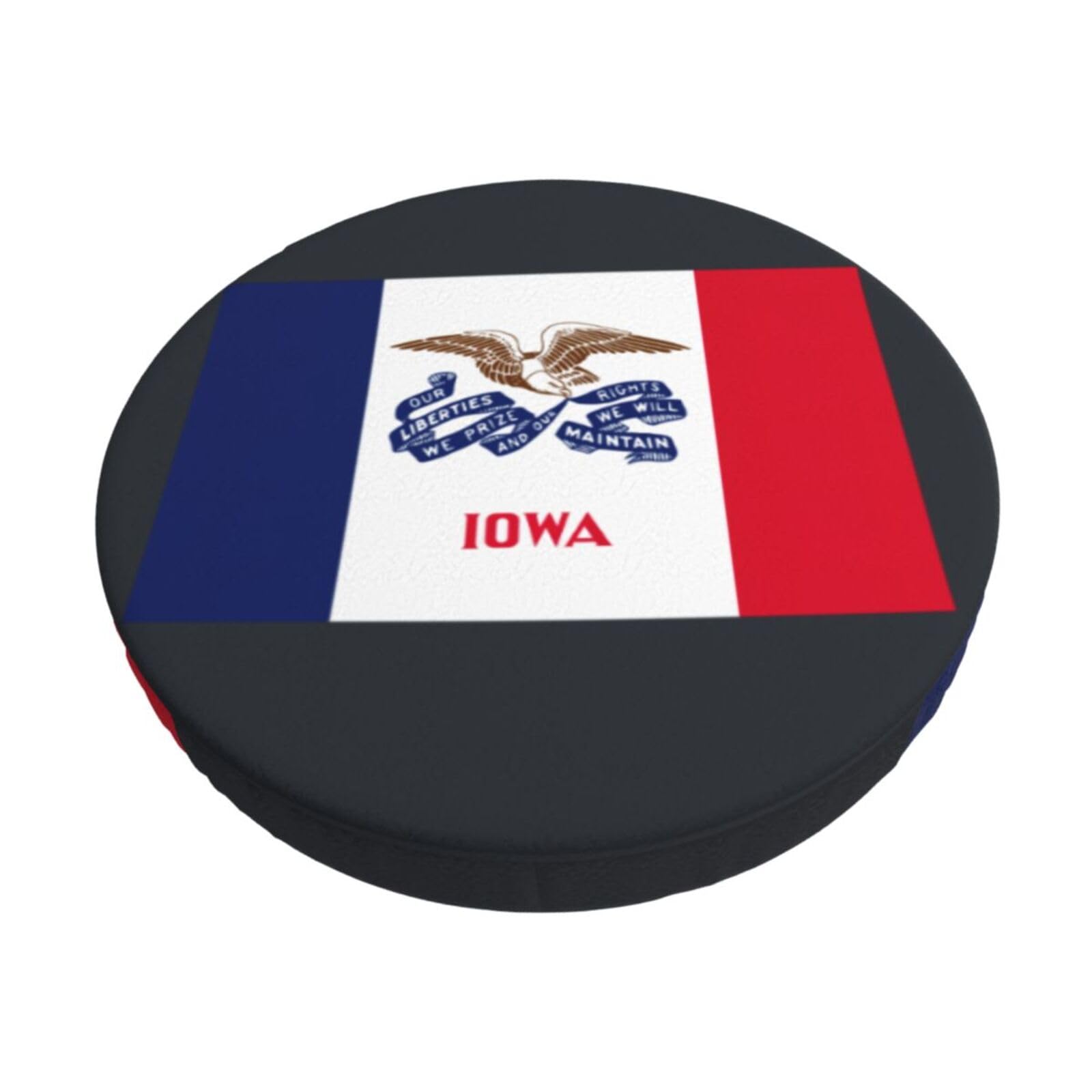 ACVnbm Iowa State Flag Print Round Bar Chair Cushion Cover, Elastic Chair Protector For Kitchen Bar Dining