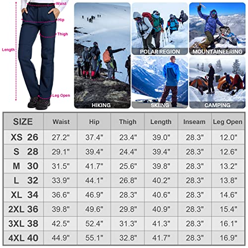 Jessie Kidden Women's Waterproof Pants Hiking Ski Snow Fish Fleece Lined Insulated Outdoor Golf Travel Pant (26, 801F Blue Xs) #TOP6