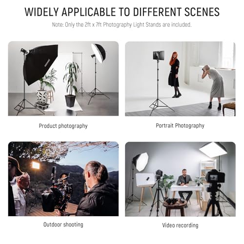 Image of NEEWER Photography Light Stand, 7 Feet / 210cm Aluminum Alloy Photo Studio Tripod Stands for Video, Portrait and Photography Lighting, Reflectors, Soft Boxes, Umbrellas, Backgrounds (2 Pieces)