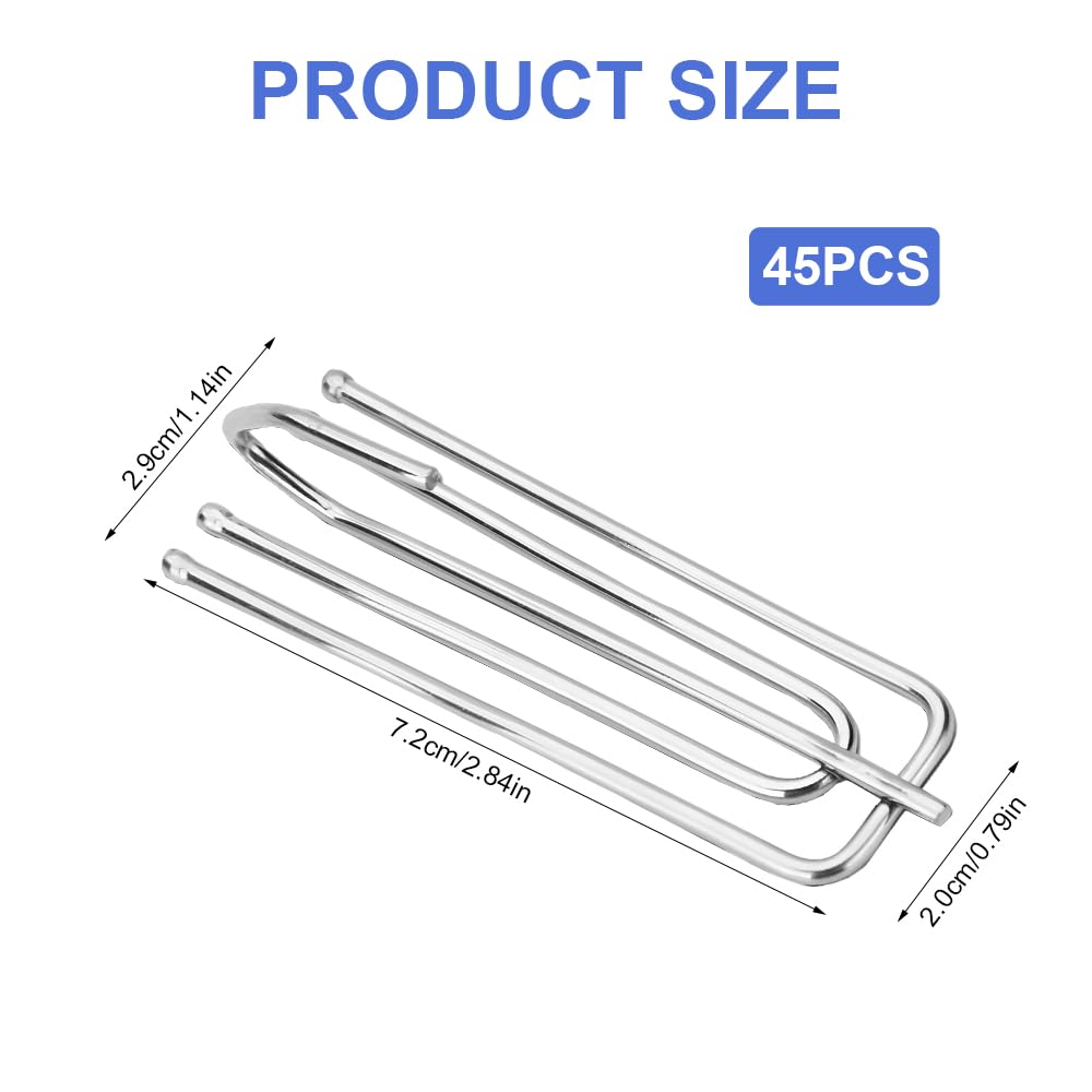 EXIN DEHCEN 45 Pièces Crochets Griffes en Acier Inoxydable, 4 Broches Pincer Pli pour Rideau à Plis Pincés, Porte et Fenêtre
