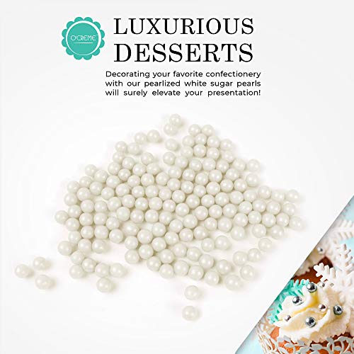 O'creme White Edible Sugar Pearls Cake Decorating Supplies For Bakers: Cookie, Cupcake & Icing Toppings, Beads Sprinkles For Baking, Certified, Candy Sugar Ball Accents (4Mm, 11 Lbs) #TOP2