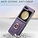 for Samsung Galaxy Z Flip 7 FE/Z Flip 6 with Card Holder,Wallet Phone Case with Built-in Rotate Ring Stand PU Leather Protective Kickstand Case for Women Girls Galaxy Z Flip 6 / Z Flip 7 FE Purple