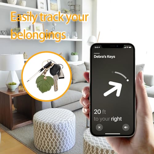 Image of Leather Keychain Case Holder Compatible with Apple AirTag, GPS Airtag Keychain Finder Tracker with Key Ring, Anti-Scratch Protective Air Tag Cover | Leather