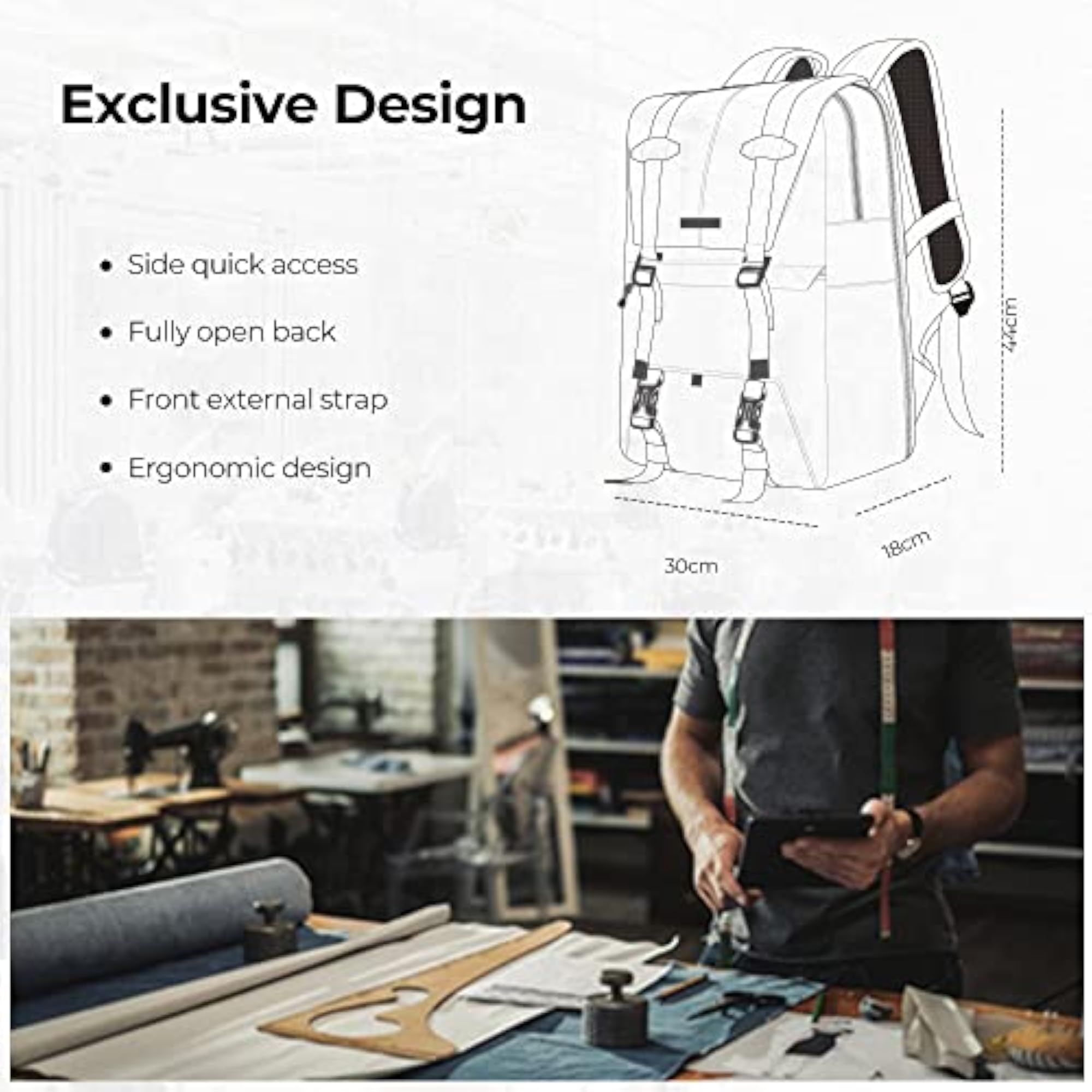 Fashion Waterproof Camera Backpack with 15.6 Inch Laptop Compartment