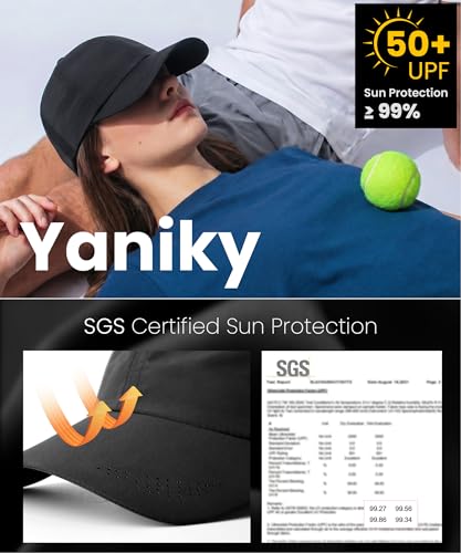 Image of YANIKY Running Hat for Men & Women, UPF 50+ Quick Dry Baseball Cap, Lightweight Breathable Sports Hat for Golf and Tennis