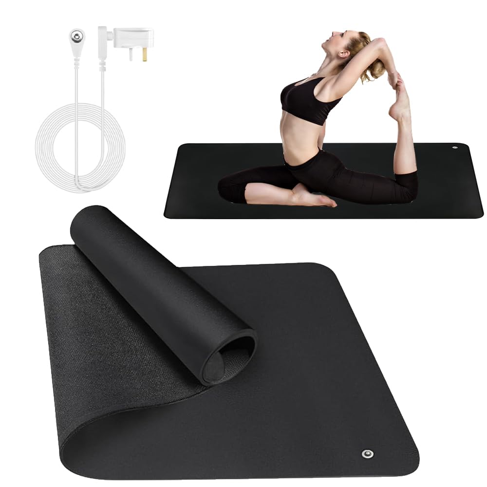 Tapis de mise à la terre, 30 x 100 cm, tapis de sol avec cordon britannique, tapis de sol pour améliorer le sommeil, tapis de sol universel, réduire l'anxiété et l'inflammation