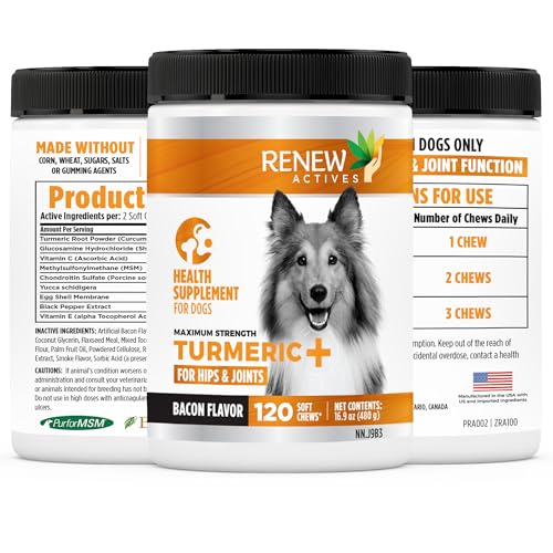 Renew Actives Organic Turmeric Joint Supplement for Dogs - Chewable Soft Treats for Hip, Joint & Cartilage Health - Natural Mobility & Wellness Support - 120 Count - Made in Canada - Image 3