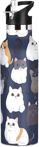 Miniatura 12 de Sweet Savannah Cats Brown, Sports Water Bottle with Handle Keeps Hot and Cold Lightweight for Bike Running Sports Travel Gym