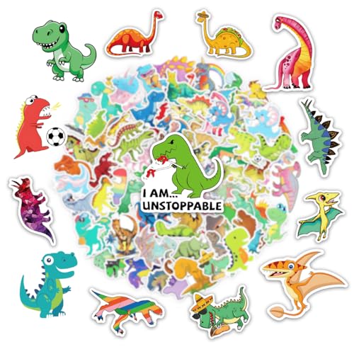 KumCinm 110PCS Cartoon Dinosaur Stickers - Waterproof Cute Dino Decals for Kids Toddlers Boys Girls Teens | Perfect for Teaching Rewards, Dino Party Favors & Holiday Stocking Stuffers