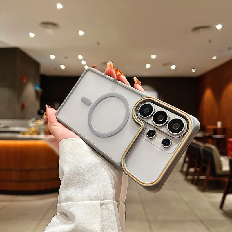 Frosted Clear Mag-Safe Case for Samsung Galaxy S26 Ultra | Translucent Matte Back | Soft TPU Bumper + Hard PC Back | Raised Camera Protection | Wireless Charging Compatible – Grey