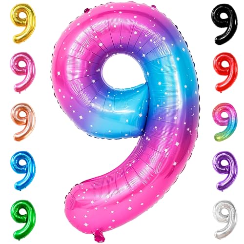 Image of KatchOn Rainbow 9 Balloon Number 40 Inch