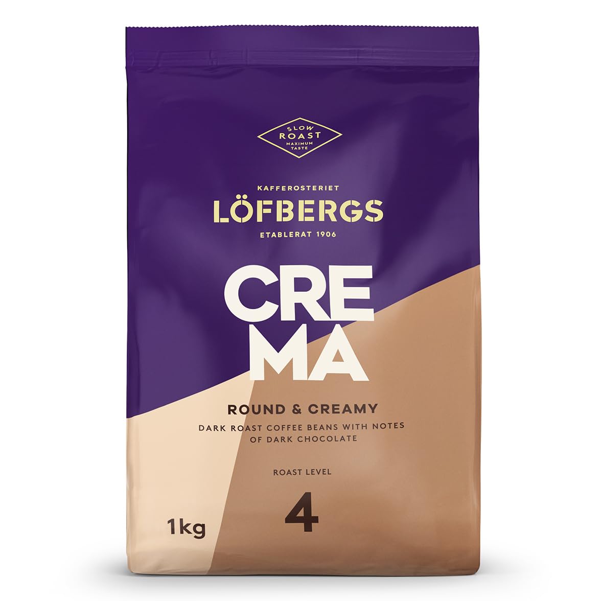 Löfbergs Crema, Kawa Ziarnista, Ciemne Palenie, Mieszanka Arabica i Robusta, 1 kg