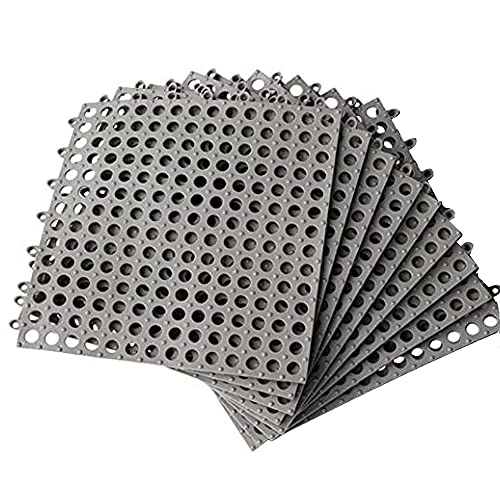 Paquete de 9 Gris Alfombrilla Antideslizante Bricolaje Empalme PVC Agujero a Prueba Agua cortable Hueca plástico pies desagüe Modular Ducha Alfombrilla Drenaje Masaje Agujeros Drenaje 30x30cm Cover