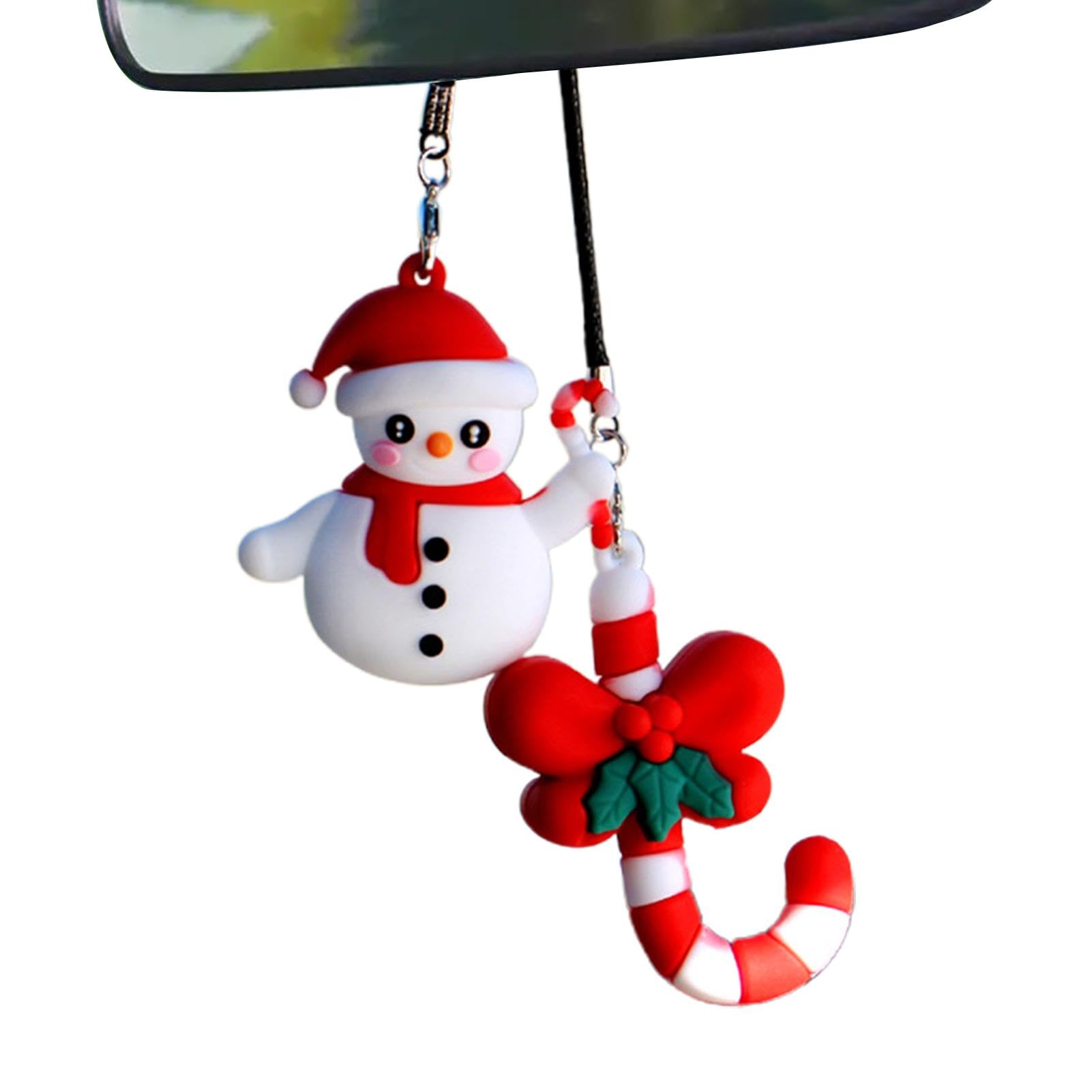Pendentif Bonhomme De Neige Pour Voiture - Décoration Noël Mignonne, Suspension Silicone 5-6cm Pour Rétroviseur