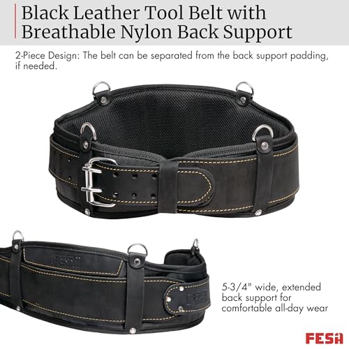 Fesa Men'S Padded Tool Belt - Leather Back Support Tool Belt With Breathable Nylon Padding thumb #1