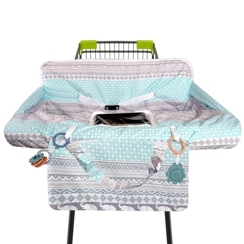 Image of Polovillae Shopping Cart Cover for Baby 2-in-1 High Chair Cover with Safety Harness Multifunctional Dinosaur Pattern Cart Covers for Babies Soft Padded Grocery Cart Cover for Baby Boy Girl